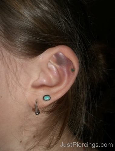 Dual Lobes And Cartilage Piercing For Girls-JP105