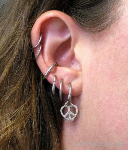 Helix Conch And Lobe Piercing For Ladies-JP1107