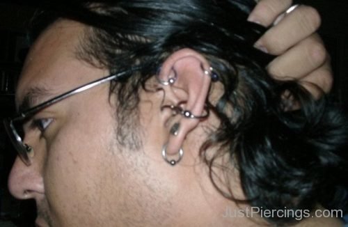 Helix Conch Piercing For Guys-JP1107