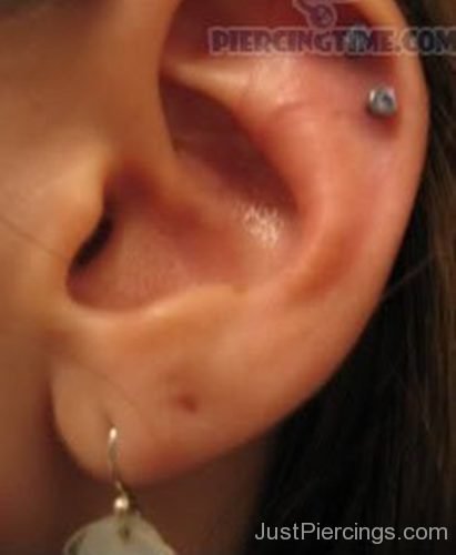 Lobe And Dual Cartilage Piercing On Left Ear-JP144