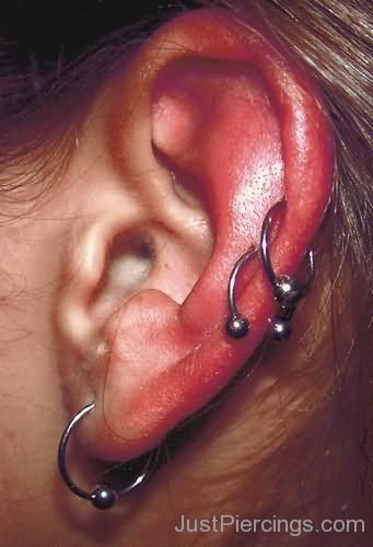 Lobe And Dual Cartilage Piercings For Girls-JP141