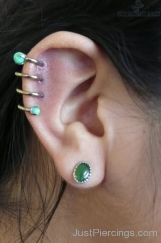 Lobe And Spiral Cartilage Piercing-JP142