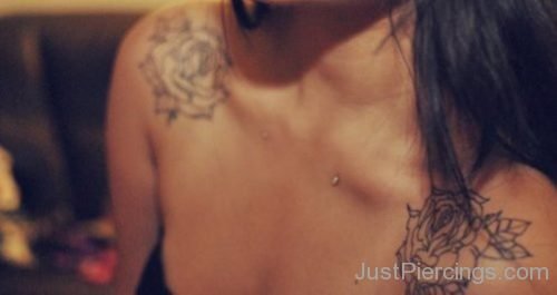 Rose Tattoos And  Collarbone Piercing-JP1160