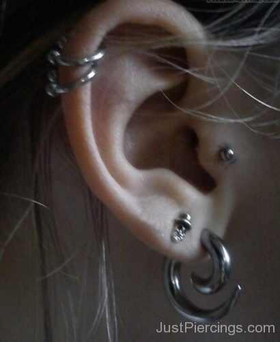 Spiral Lobe, Tragus And Dual Cartilage Piercing-JP168