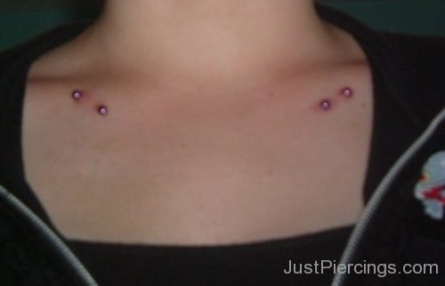 Surface Collarbone Piercing With Barbells-JP1171