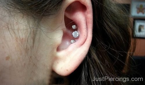 Triple Conch Piercing For Girls-JP1196