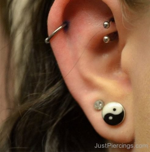 Yin Yan Lobe And Cartilage Piercing-JP199