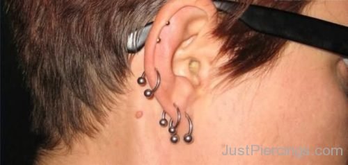 Adorn Multiple Ear Piercings With Circular Barbells-JP1002