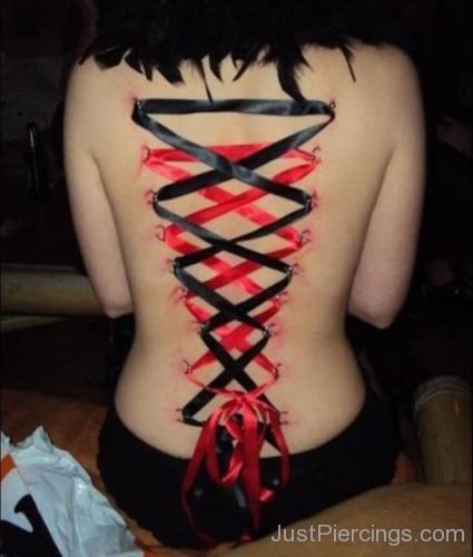 Awesome Corset Piercing On Back-JP1011