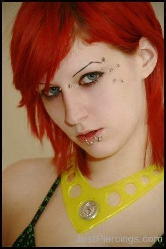 Beautiful Lower Lip And Eyebrow Piercing-JP109