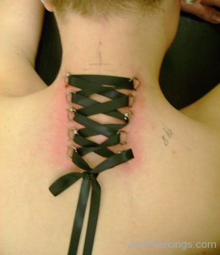 Black Ribbon Corset Piercings-JP1022