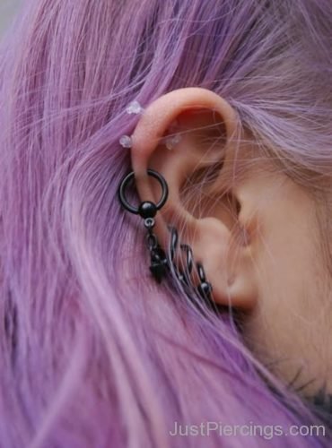 Black Rings Ear Piercings-JP1046