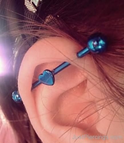 Blue Heart Industrial Ear Piercings-JP1050