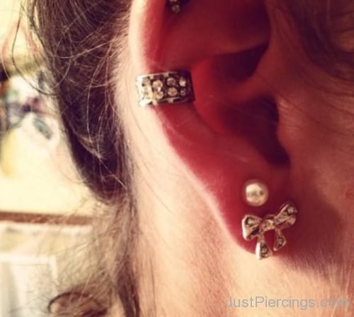 Bow Lobe And Cuff Ear Piercings-JP1018