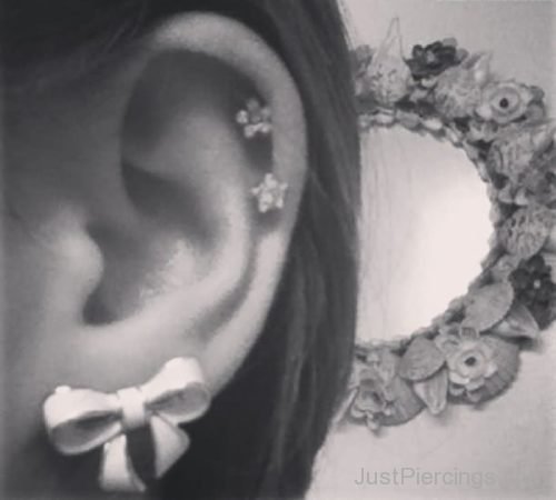 Bow Lobe And Dual Ear Piercing-JP1054