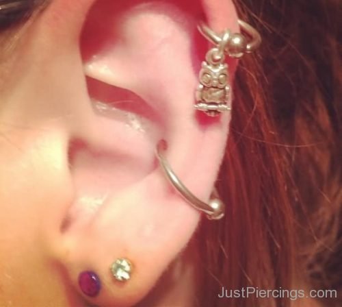 Cartilage, Conch And Dual Lobe Ear Piercings-JP1078