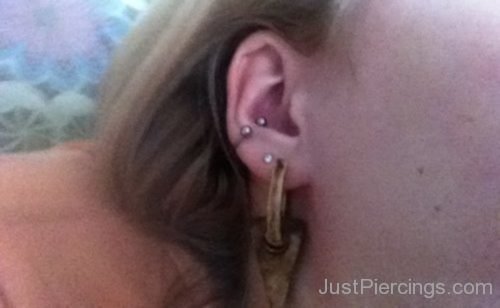 Conch And Lobe Piercing On Ear-JP1024