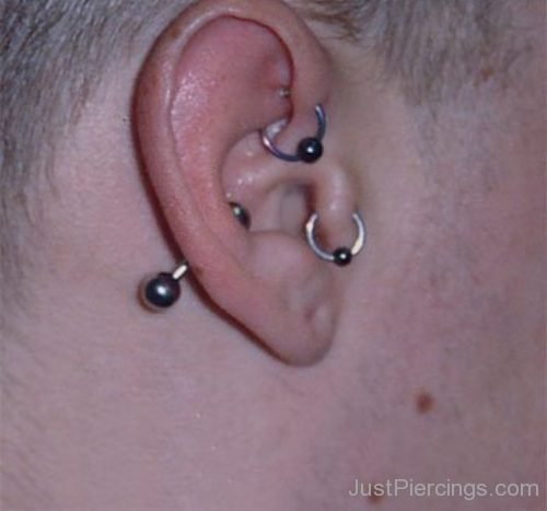 Conch Helix And Lobe Piercing 23-JP1041