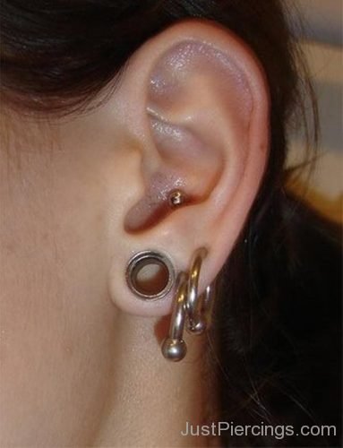 Conch Lobe Piercing And Lobe Stretching