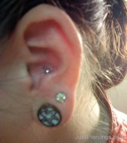 Conch Piercing And Lobe Piercing For Women-JP1042