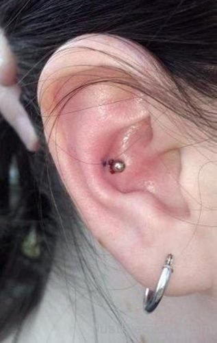 Conch Piercing And Lobe Piercing On Ring-JP1043