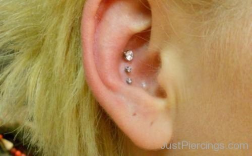 Conch Piercing With 3 Studs-JP1062