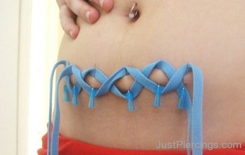 Corset Piercing On Belly And Belly Button Piercing-JP1059