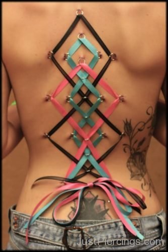 Corset Piercing With Color Ribbon-JP1078