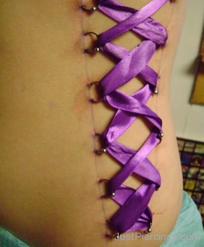 Corset Piercing With Purple Ribbon-JP1083