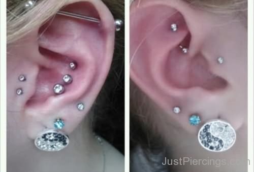 Crystal Lobe And Industrial Ear Piercing-JP1007