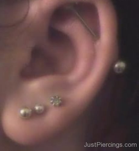 Dainty Industrial And Lobe Ear Piercings-JP1041