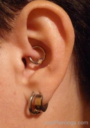 Daith And Lobe Piercing With Ring-JP1078