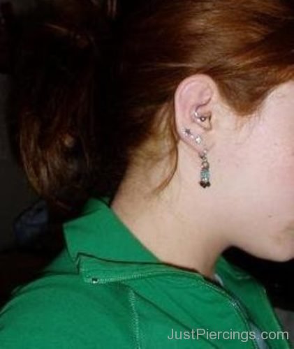 Daith Piercing With Ball Closure Ring And Ear Lobe Piercing For Girls-JP1184