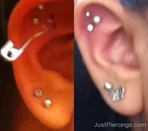 Dual Lobe And Scapha Ear Piercing-JP1152