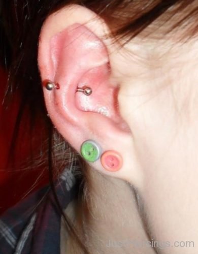 Dual Lobe Button And Conch Piercing-JP1059