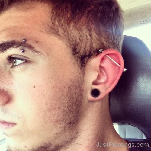 Ear Lobe And Industrial Eyebrow Piercing-JP122