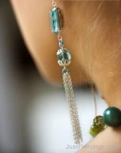 Ear Piercing With Blue Ear Ring-JP1092