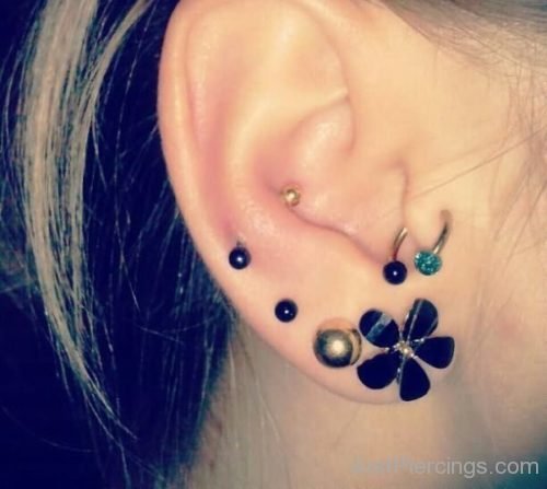 Ear Piercing With Flower Stud-JP1210