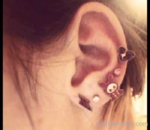 Ear Piercing With Heart And Bunny Piercing-JP1087