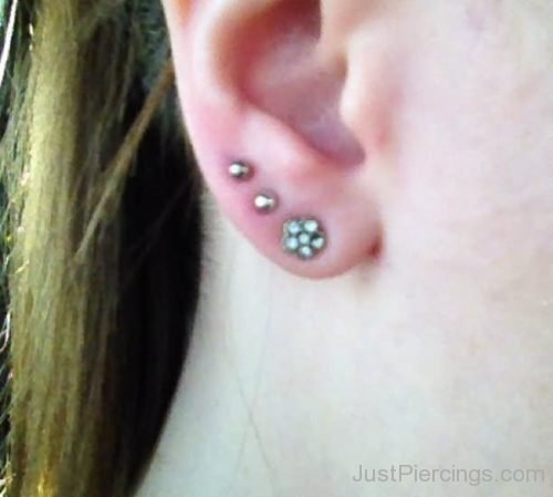 Ear Piercing With Lobe Silver Earrings-JP1032