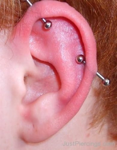 Ear Piercing With Silver Barbells-JP126