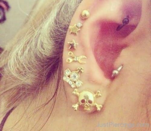 Ear Piercings With Gold Jewelry-JP1234