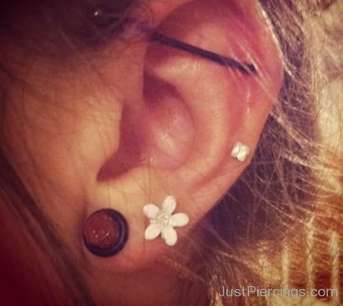 Flower Stud Lobe Ear Piercing-JP1044