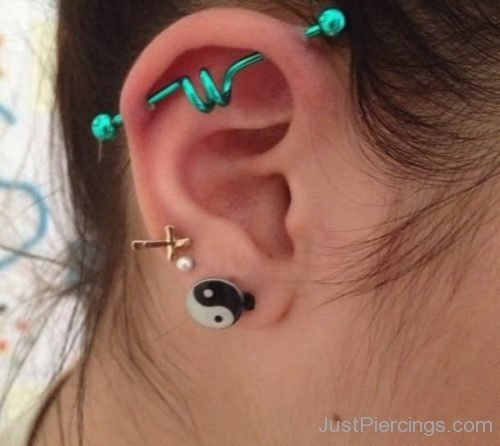 Green Spring Industrial Ear Piercings-JP1268