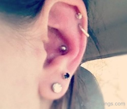 Helix Conch And Ear Lobe Piercing-JP1154