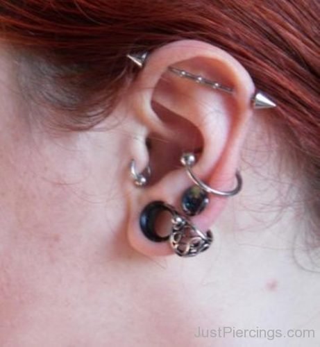 Industrial, Conch ,Tragus And Lobe Stretching Piercing-JP1112