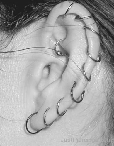 Multiple Ear Piercing With Ring-JP1182