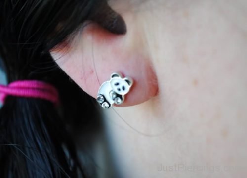 Panda Bear Ear Lobe Piercing-JP1203