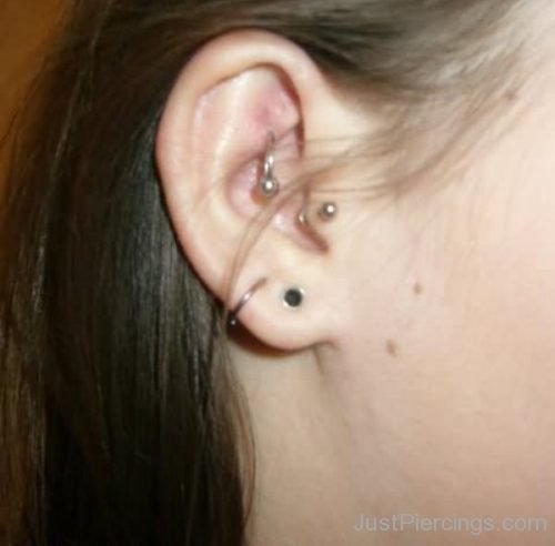 Rook, Tragus And Lobe Ear Piercing-JP1134