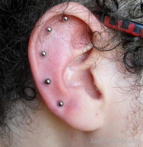 Silver Studs Right Ear Piercing-JP1238